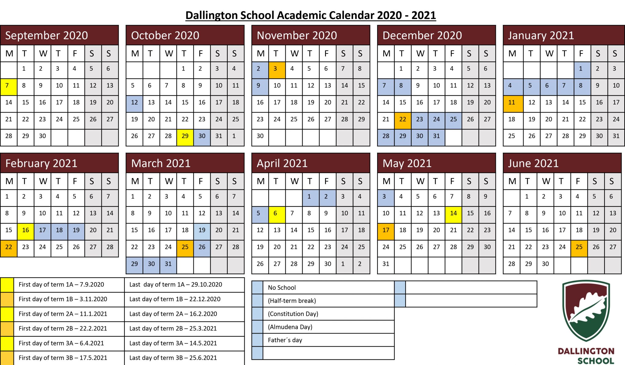 Calendario académico Dallington School